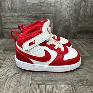 Nike Court Borough Mid 2 Toddler 6C Red White High Top Sneakers NEW CD7784-124